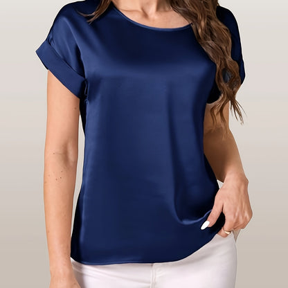 Elegante losse veelzijdige T-shirt met korte mouw afbeelding 11