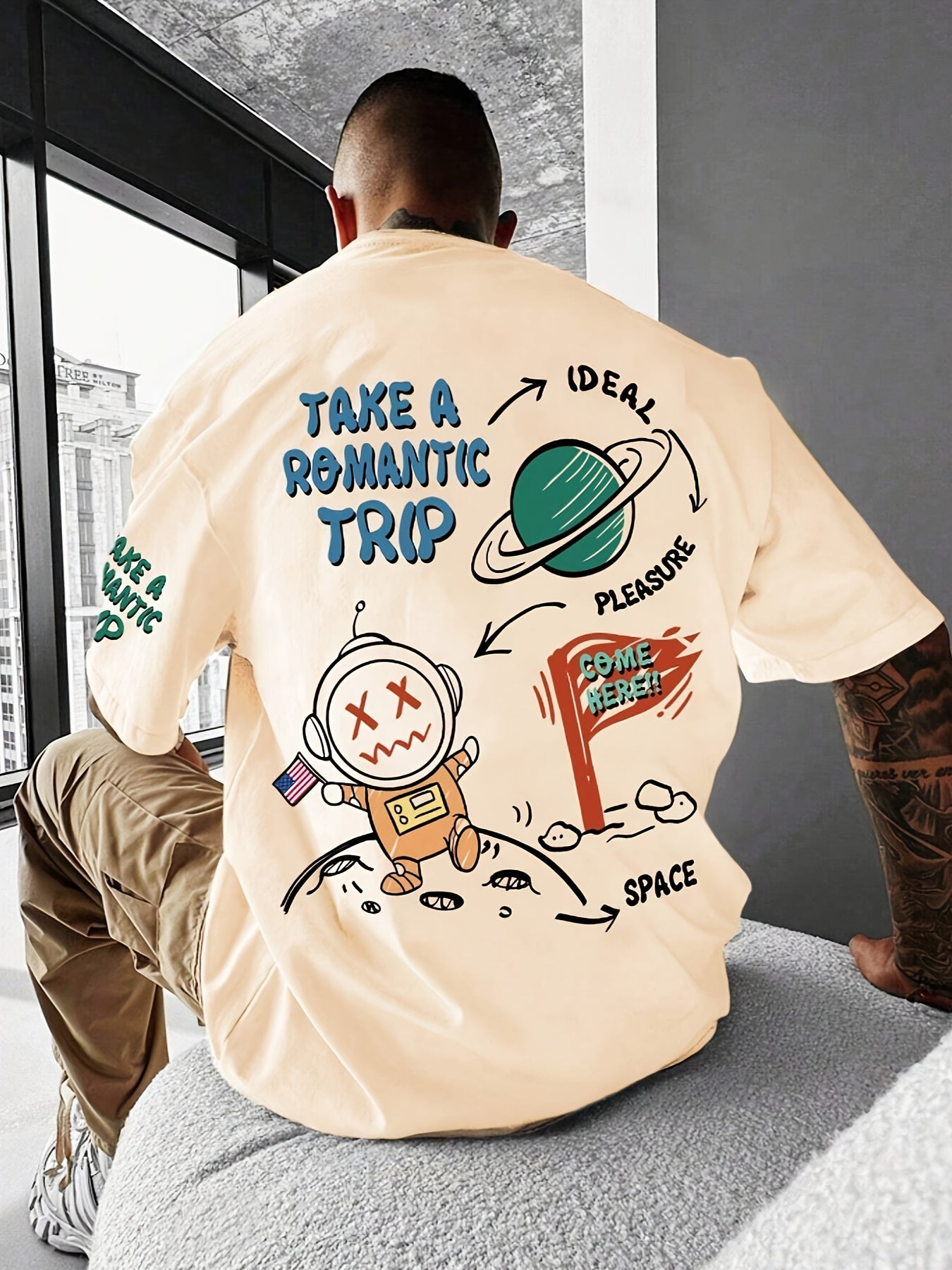 Heren T-shirt met astronautprint