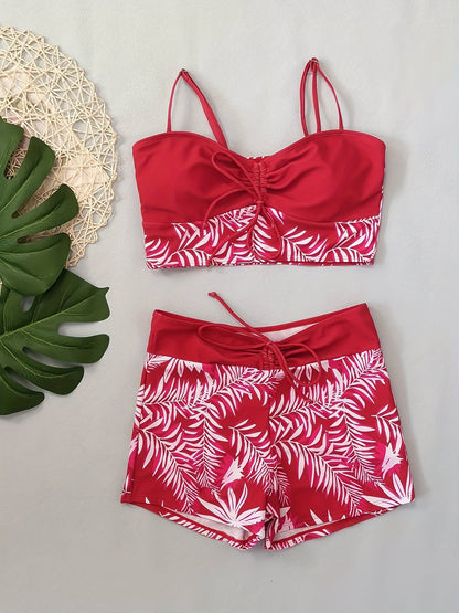 Bladprint bikini set met boyshorts | Stijlvol en comfortabel | Perfect voor zomerse dagen afbeelding 6