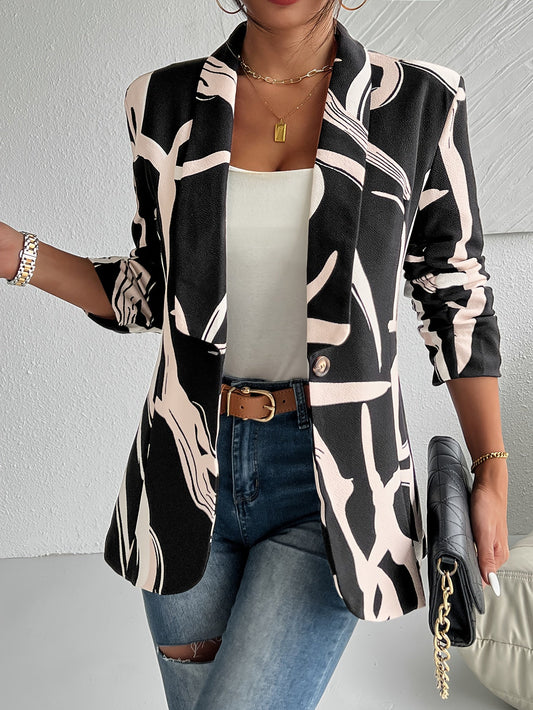 Elegante herenblazer met abstracte print en revers: modern en comfortabel! Ontdek de stijlvolle toevoeging aan je garderobe met perfecte pasvorm. Shop nu! afbeelding 1