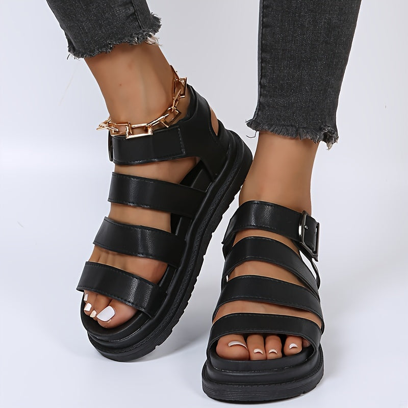 Sandalen met plateauzool en enkelbandje afbeelding 2