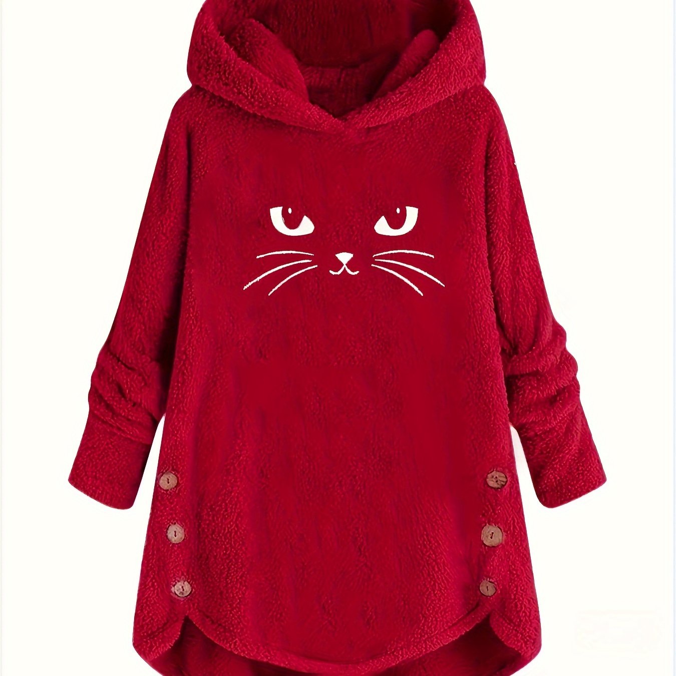 Pluche kattenprint hoodie van zachte katoenmix | Speelse stijl voor kattenliefhebbers afbeelding 14