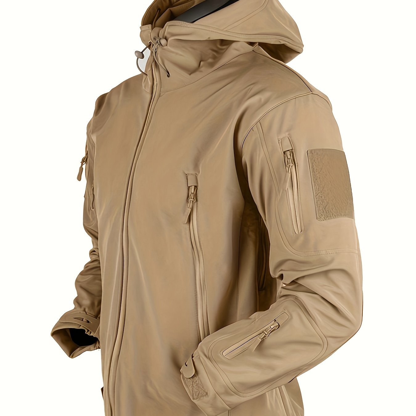 Warm fleece heren windjack met capuchon