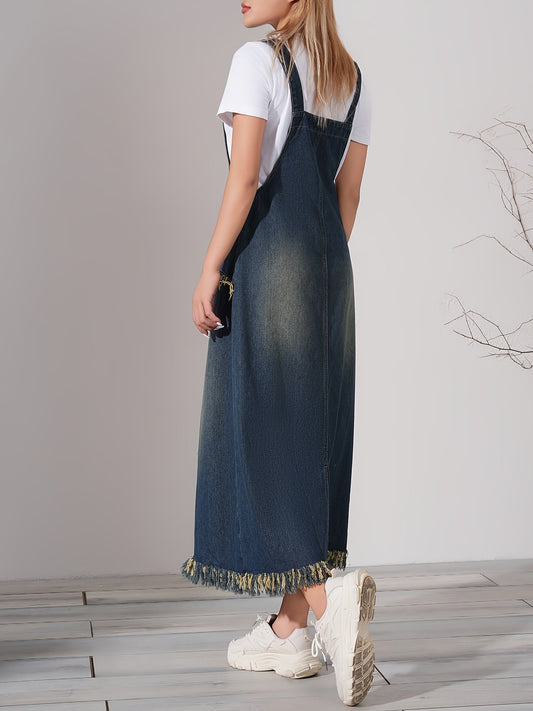 Stoere en veelzijdige denim maxi-jurk | Shop nu voor een tijdloze look! afbeelding 1