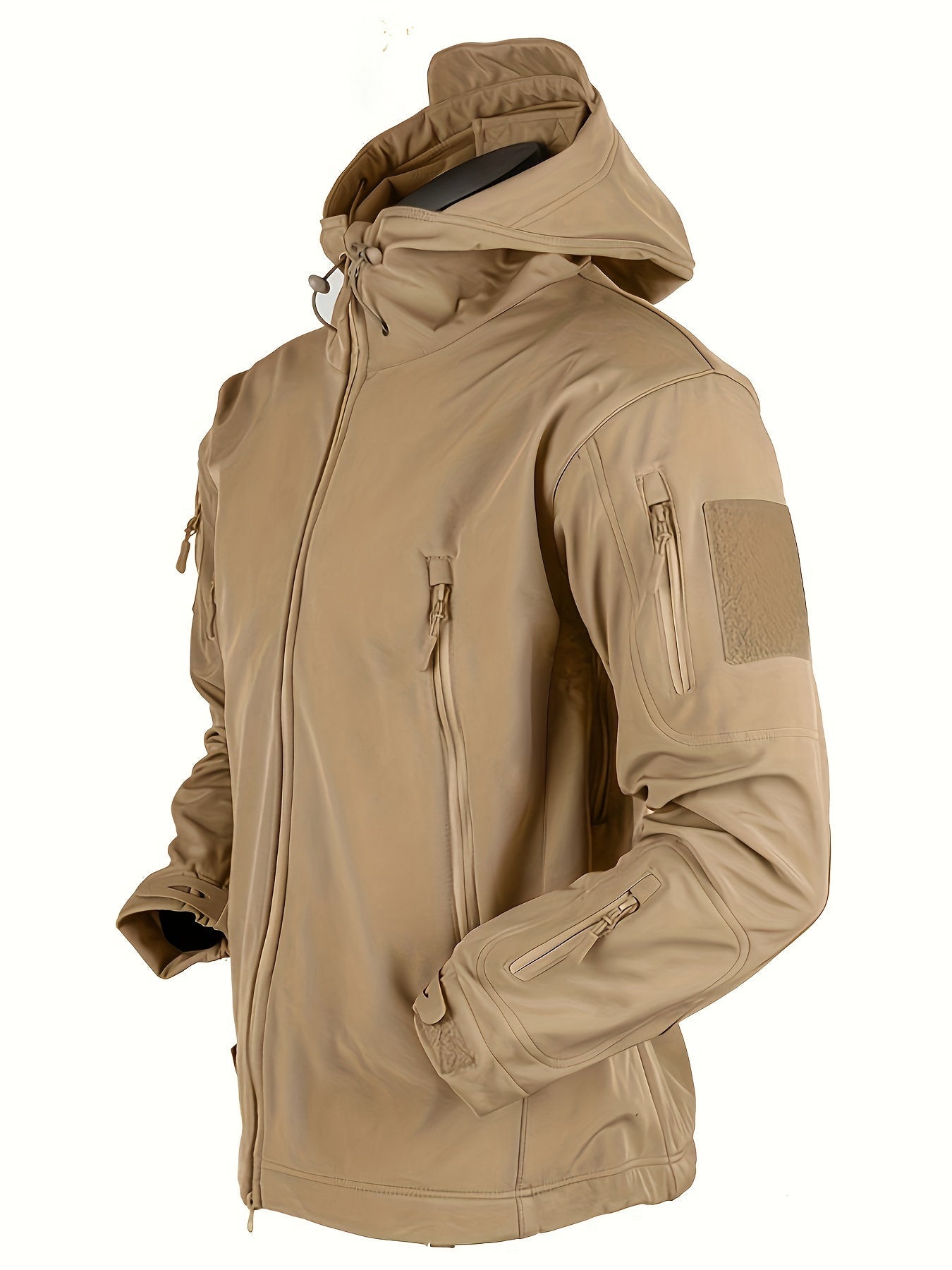 Warm fleece heren windjack met capuchon