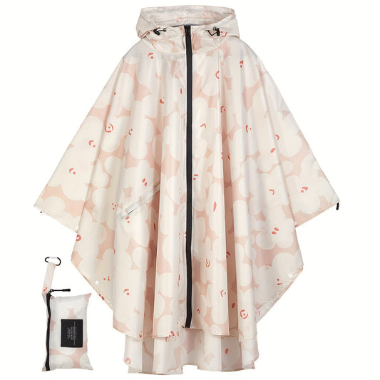 Stijlvolle waterdichte poncho met bloemenprint - Duurzaam en fashionable afbeelding 1