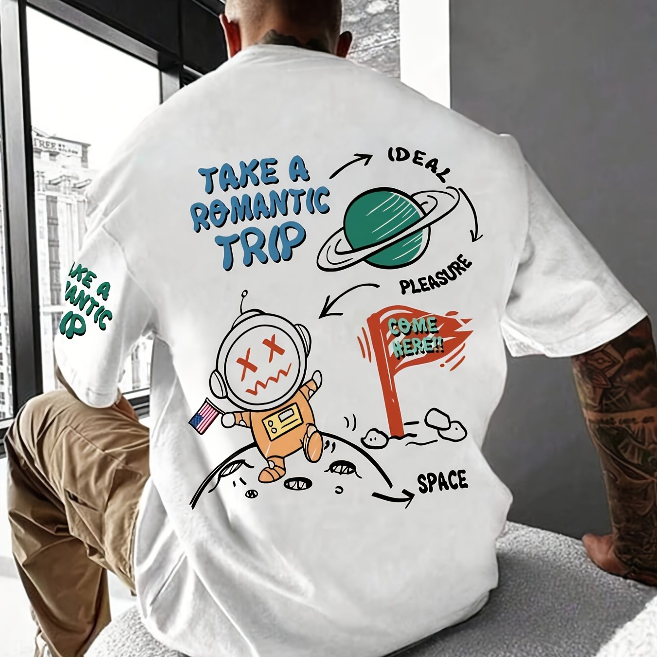 Heren T-shirt met astronautprint