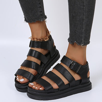 Sandalen met plateauzool en enkelbandje afbeelding 1