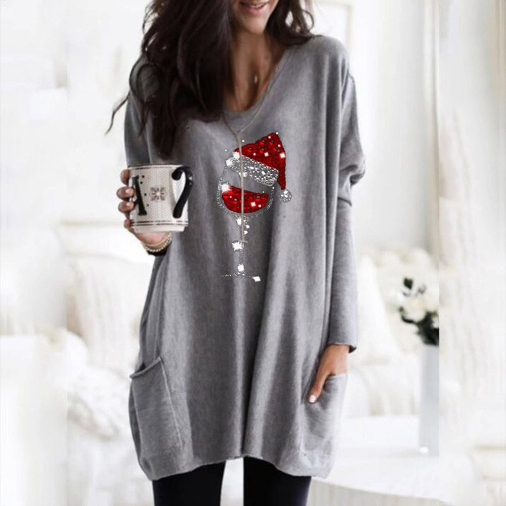 Wijn & kerstmuts Sweatshirt voor vrouwen Belleza