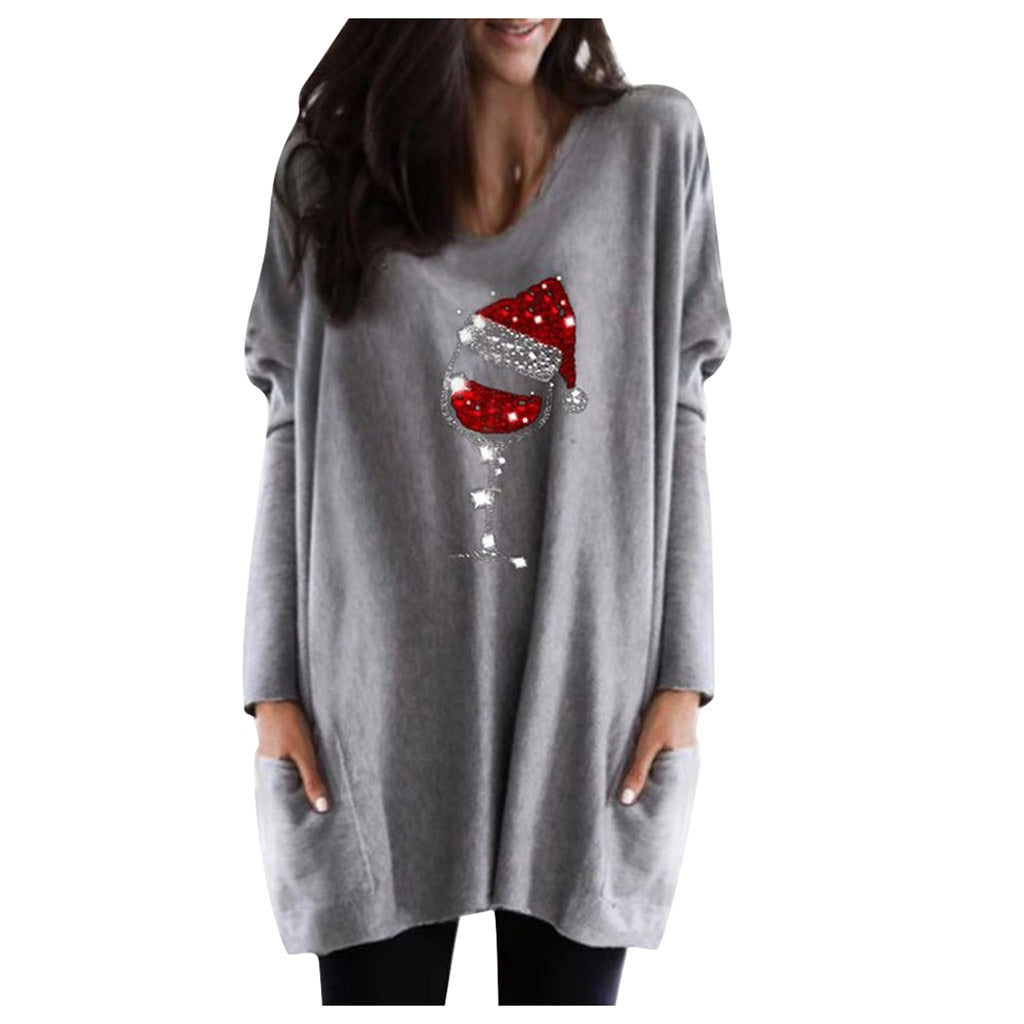 Wijn & kerstmuts Sweatshirt voor vrouwen Belleza