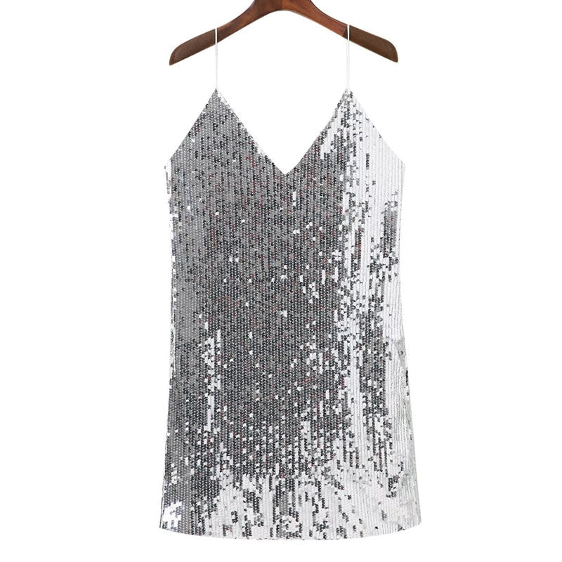 Fenna Glitter Jurk met Spaghettibandjes. Farromode afbeelding 6