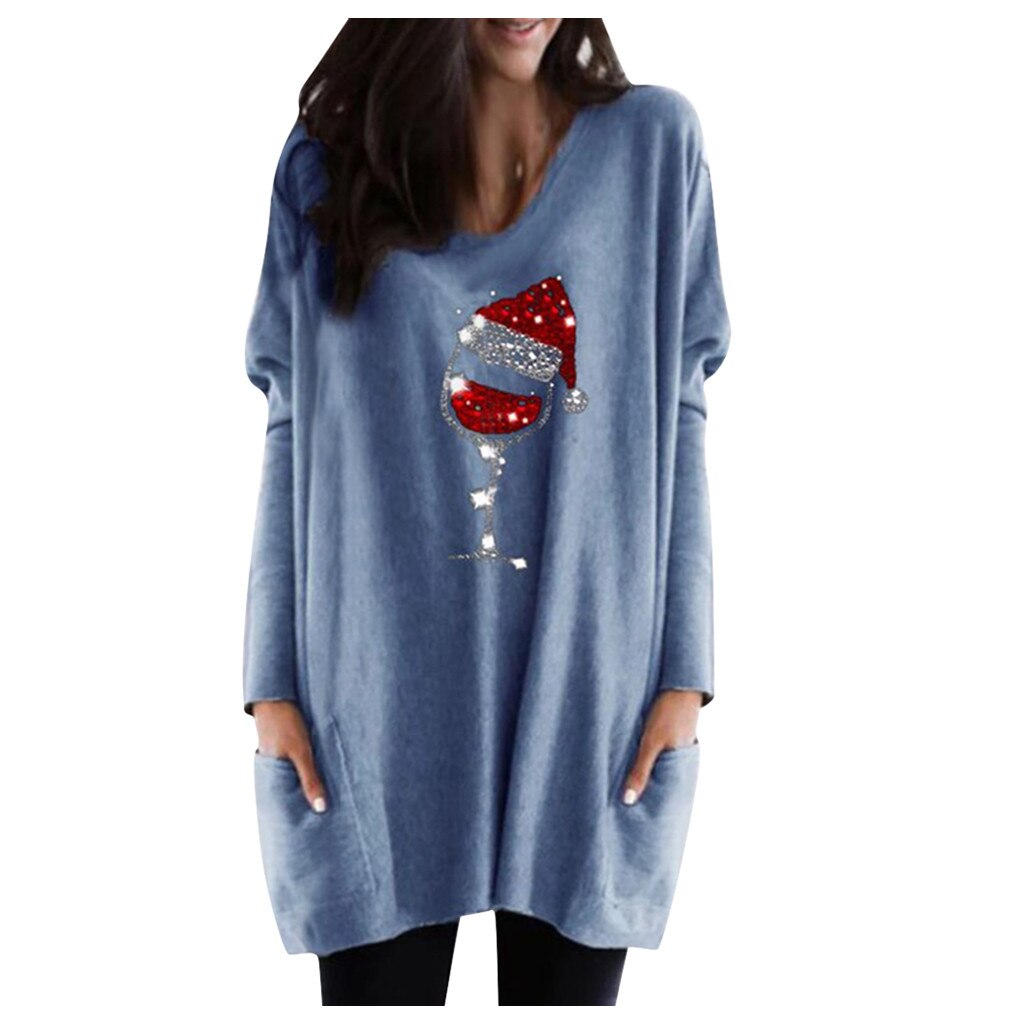 Wijn & kerstmuts Sweatshirt voor vrouwen Belleza