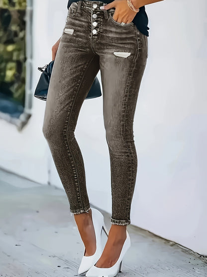 Klassieke Skinny Jeans met Hoge Taille in Blauw - Comfort & Stijl! Ontdek de perfecte aanvulling op je garderobe. Met hoge elasticiteit en ademend denim voor een flatterend silhouet. Koop nu! afbeelding 8