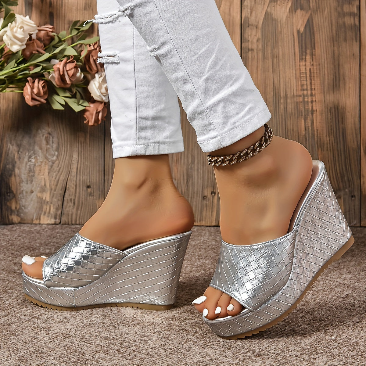 Chique dames peep toe wedge sandalen: comfortabel, stijlvol en veelzijdig! Ontworpen van luxe synthetisch leer - de ultieme lente- en zomerstijl. afbeelding 8