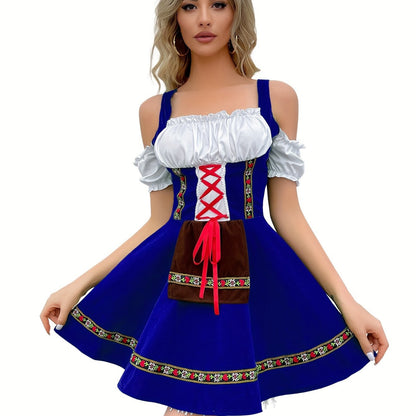 Shop de Klassieke Vintage Koudschouder Dirndl-Jurk met Strik afbeelding 6