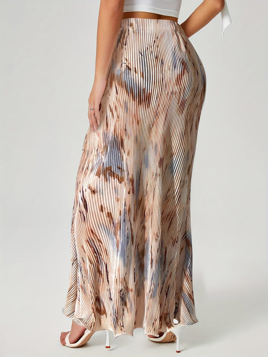 Maxi-rok met hoge taille en tie-dye print - Perfecte veelzijdigheid voor elk seizoen afbeelding 1