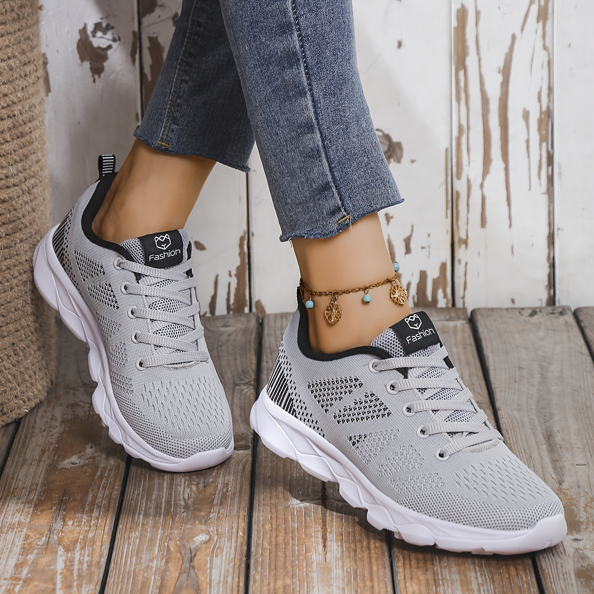 Stijlvolle dames sneakers met contrast en veters - Comfortabel & tijdloos afbeelding 2