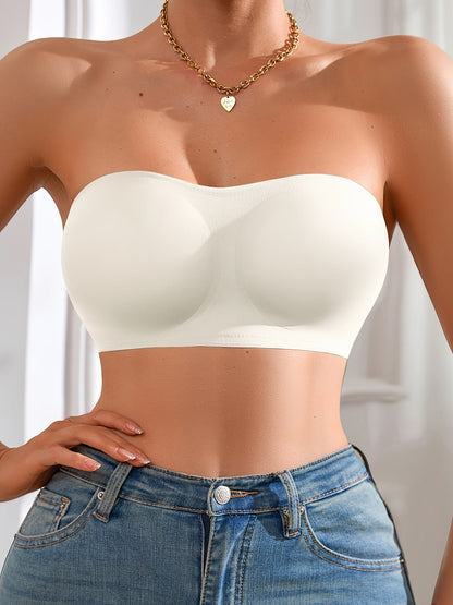 Stijlvolle strapless bandeau-top met zijsluiting - perfecte mix van comfort en elegantie! Shop nu. afbeelding 5