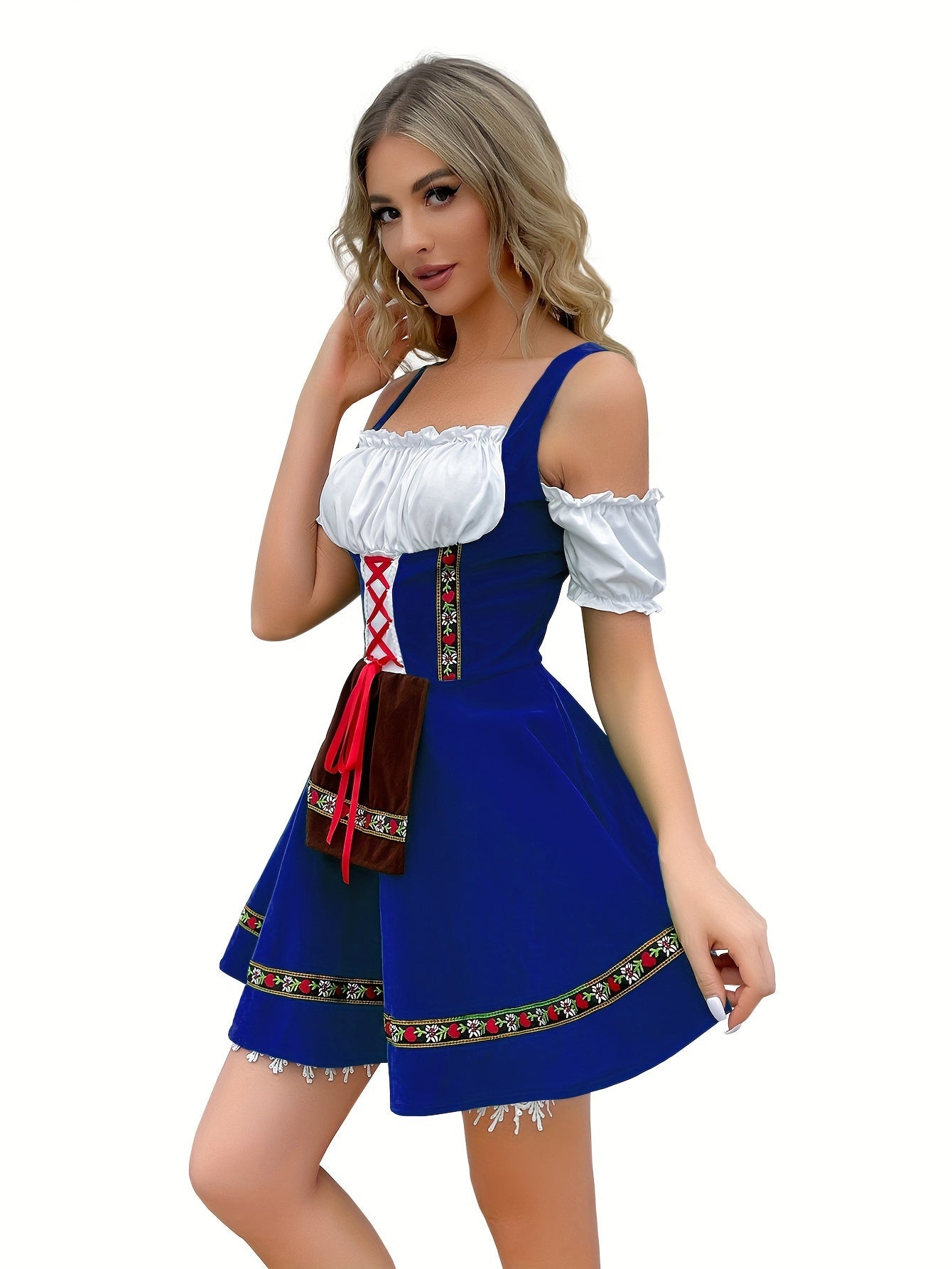 Shop de Klassieke Vintage Koudschouder Dirndl-Jurk met Strik afbeelding 3