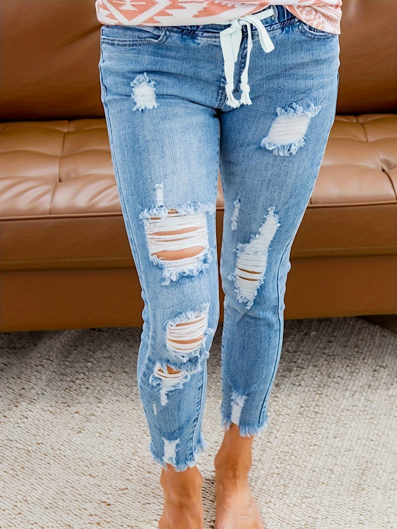 Slim fit hoge taille dames jeans in elastische denim - comfortabel en stijlvol afbeelding 5