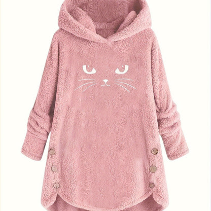 Pluche kattenprint hoodie van zachte katoenmix | Speelse stijl voor kattenliefhebbers afbeelding 12