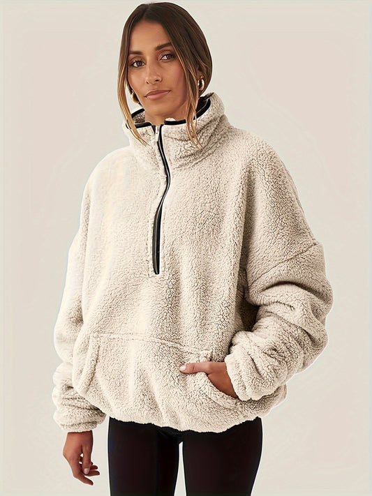 Luxe dames trui van schapenwol in moderne stijl | Middelzware stretch en opstaande kraag | Ideaal voor de herfst en winter afbeelding 1