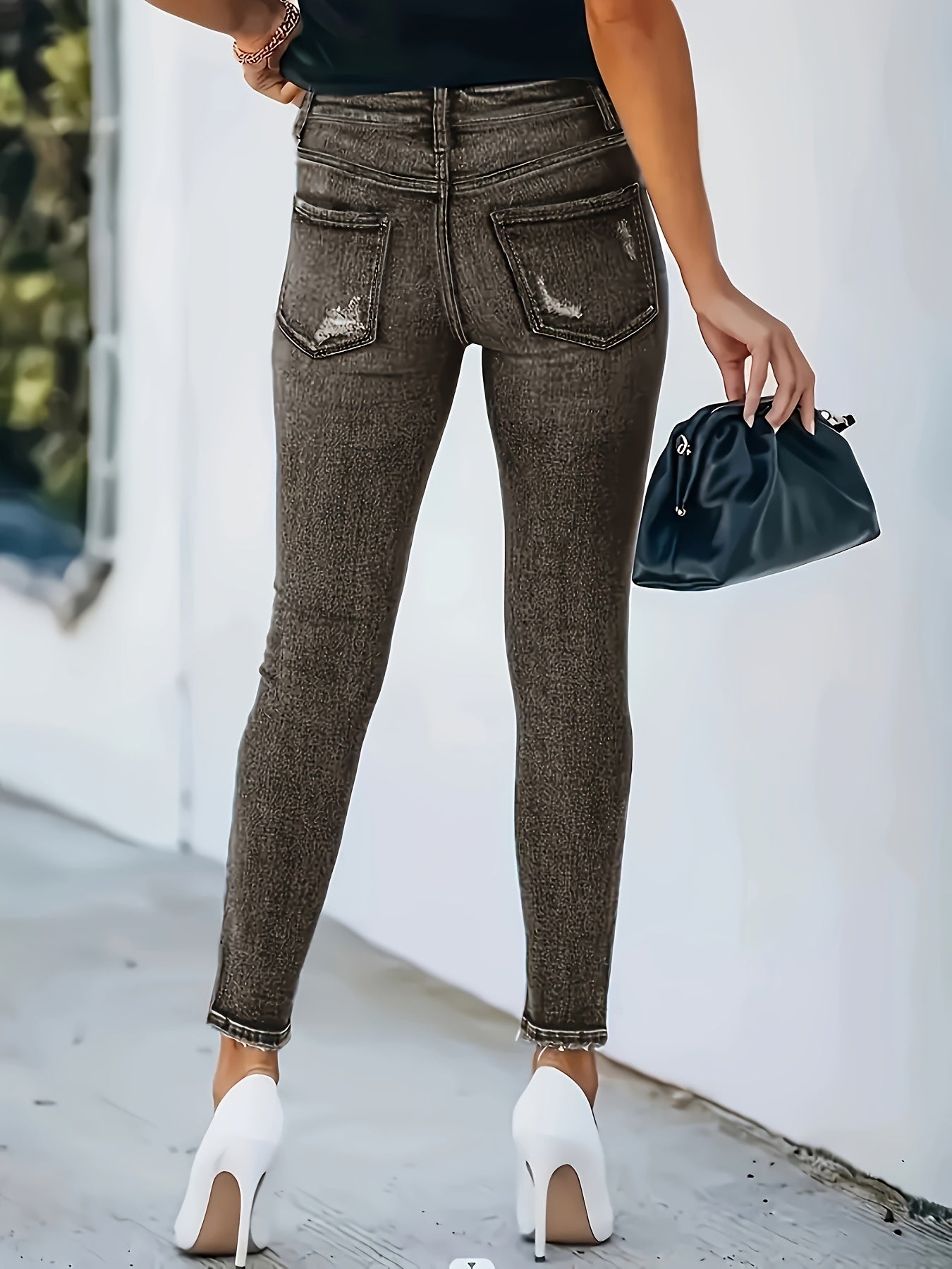 Klassieke Skinny Jeans met Hoge Taille in Blauw - Comfort & Stijl! Ontdek de perfecte aanvulling op je garderobe. Met hoge elasticiteit en ademend denim voor een flatterend silhouet. Koop nu! afbeelding 4