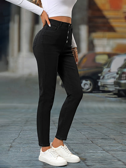 Slim-fit hoge taille stretch jeans: stijlvol, comfortabel en veelzijdig! afbeelding 4