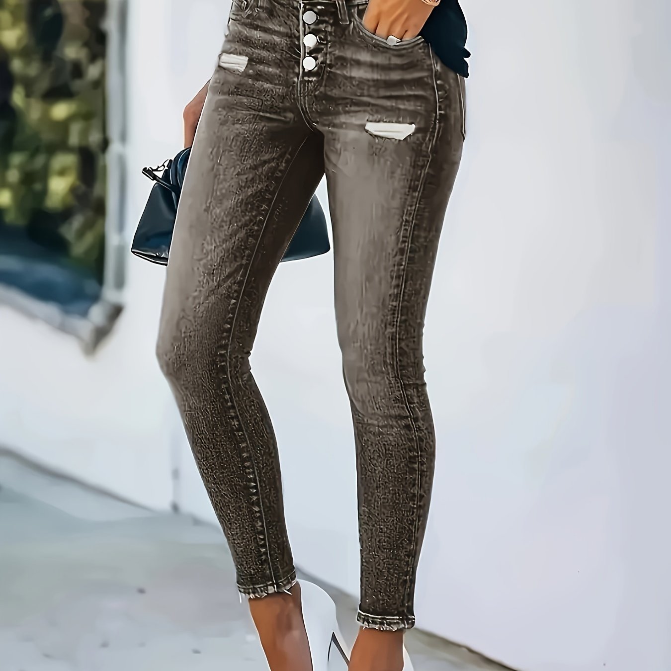 Klassieke Skinny Jeans met Hoge Taille in Blauw - Comfort & Stijl! Ontdek de perfecte aanvulling op je garderobe. Met hoge elasticiteit en ademend denim voor een flatterend silhouet. Koop nu! afbeelding 12