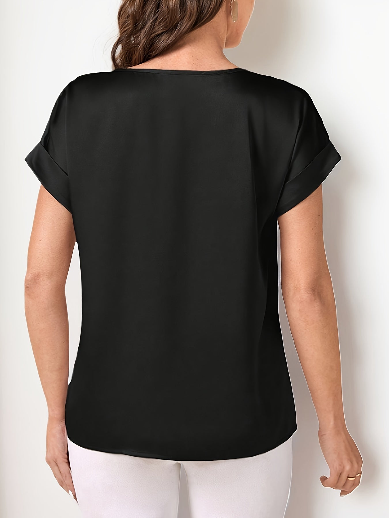 Elegante losse veelzijdige T-shirt met korte mouw afbeelding 9