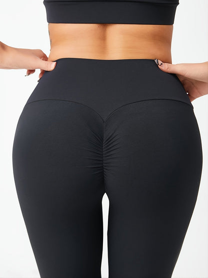 Zwarte scrunchy yoga legging met hoge taille voor optimaal comfort afbeelding 1