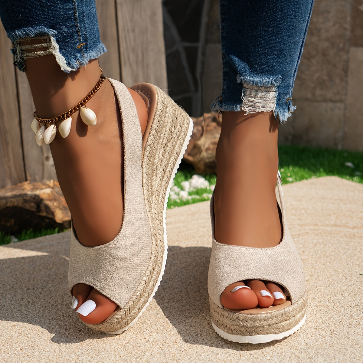 Vintage slingback espadrille-sandalen met peeptoe | Stijlvol en comfortabel - Shop nu! afbeelding 2