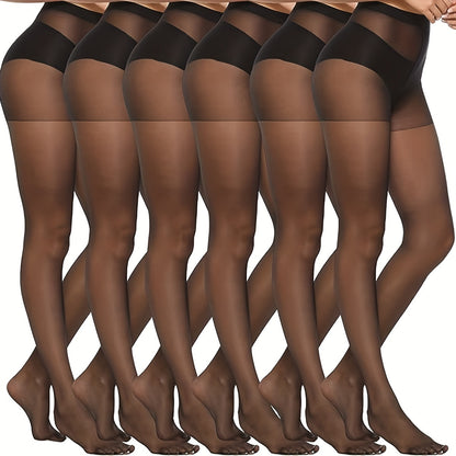 Set van 6 semi-transparante hoge taille panty's: stijlvol en comfortabel! Ontdek deze duurzame nylon panty's, ideaal voor elke gelegenheid. Subtiele dekking, luchtige uitstraling. Bestel nu! afbeelding 3