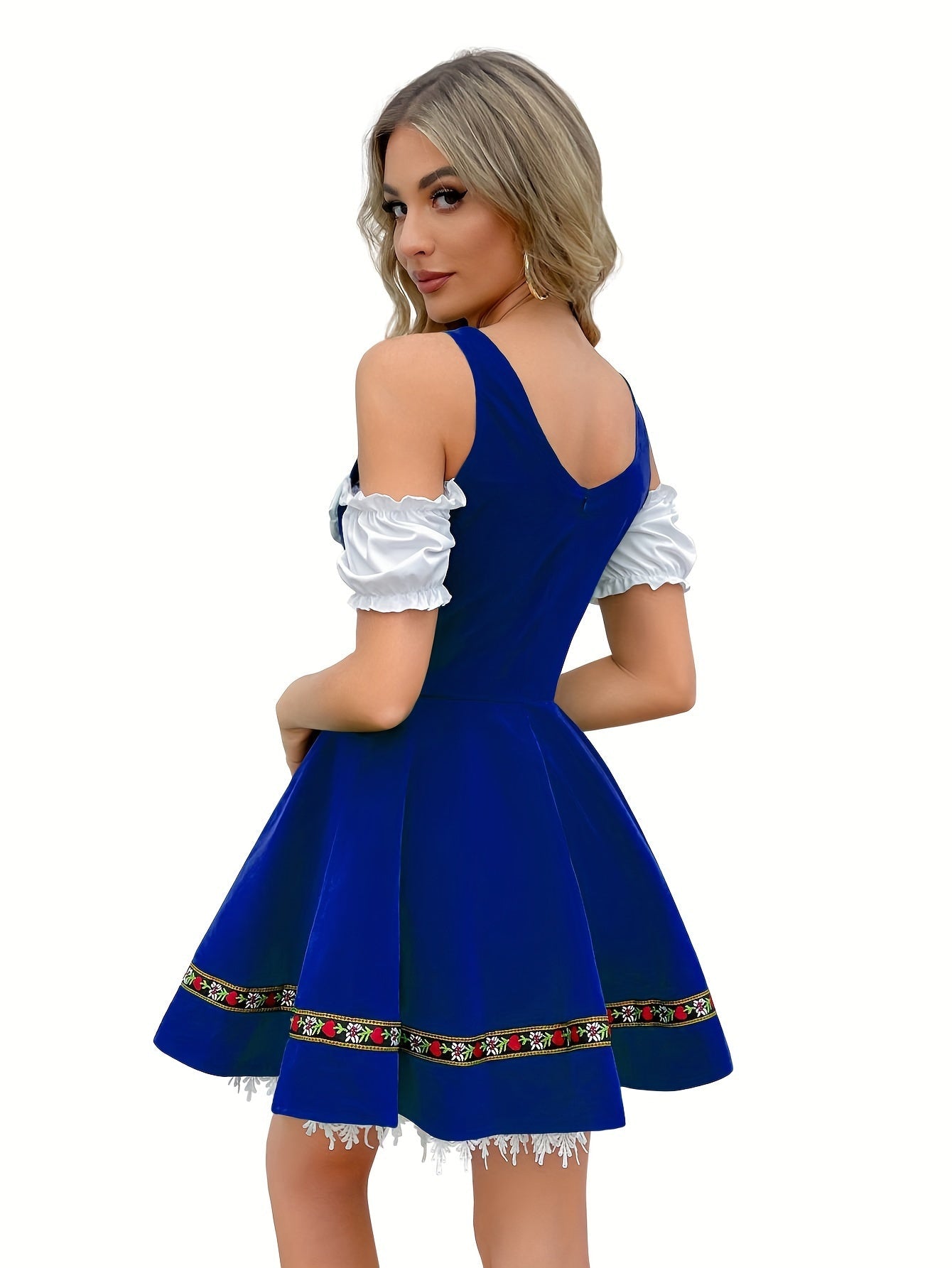 Shop de Klassieke Vintage Koudschouder Dirndl-Jurk met Strik afbeelding 2