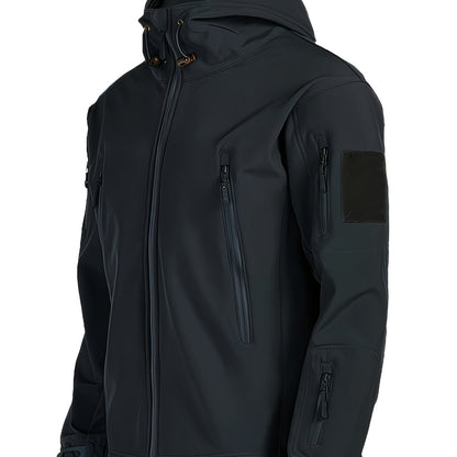 Warm fleece heren windjack met capuchon