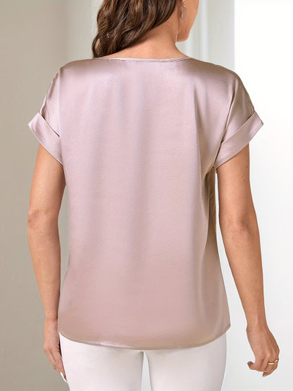 Elegante losse veelzijdige T-shirt met korte mouw afbeelding 7