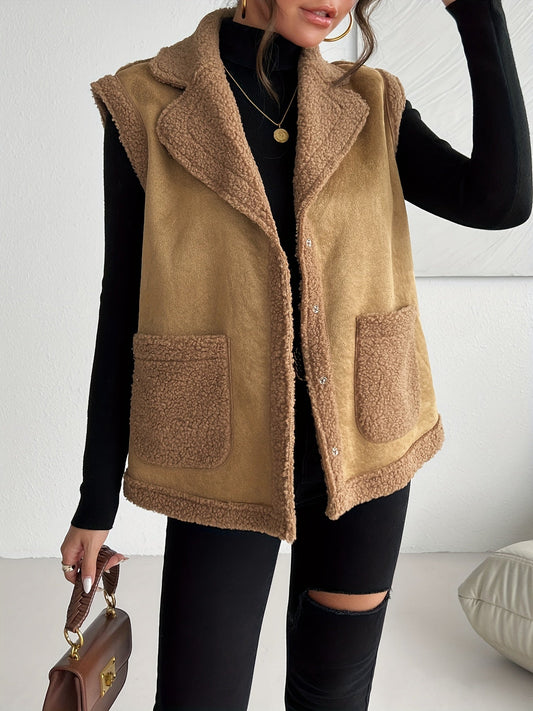 Pluche mouwloos gilet van luxe katoenmix voor herfst en winter afbeelding 1