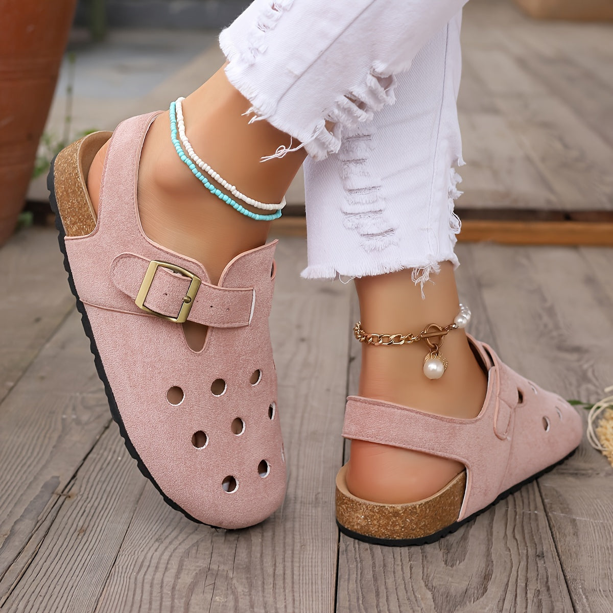 Stijlvolle en comfortabele retro kurk clogs met slingback - Ideaal voor de zomer afbeelding 2