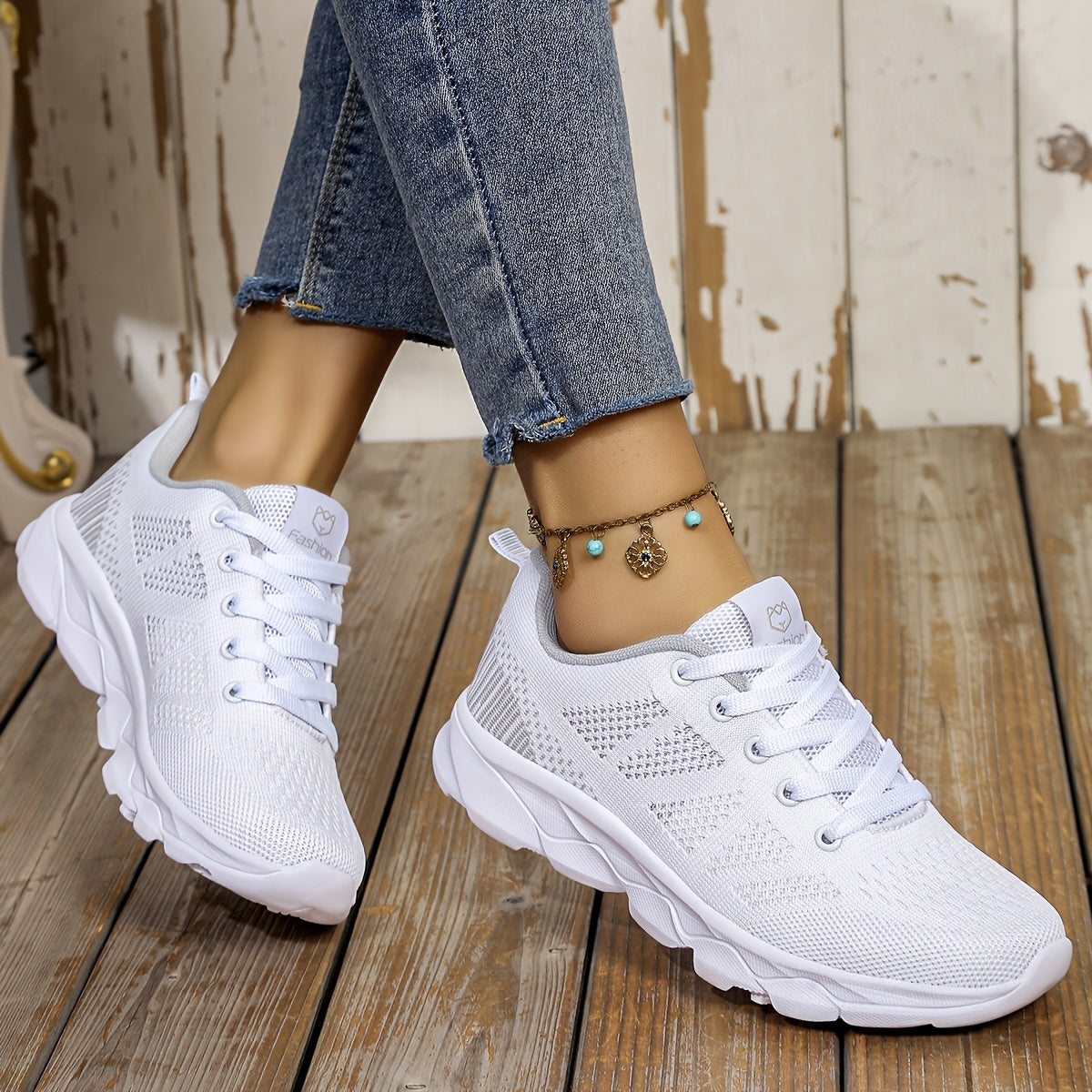 Stijlvolle dames sneakers met contrast en veters - Comfortabel & tijdloos afbeelding 3