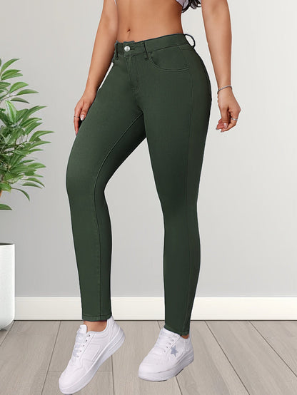 Modieuze skinny jeans in lichtgroen | Hoge taille | Comfortabele stretch stof | Ideaal voor elke gelegenheid | Katoenmix met ultiem draagcomfort | Knoopdetails | Shop nu! afbeelding 4