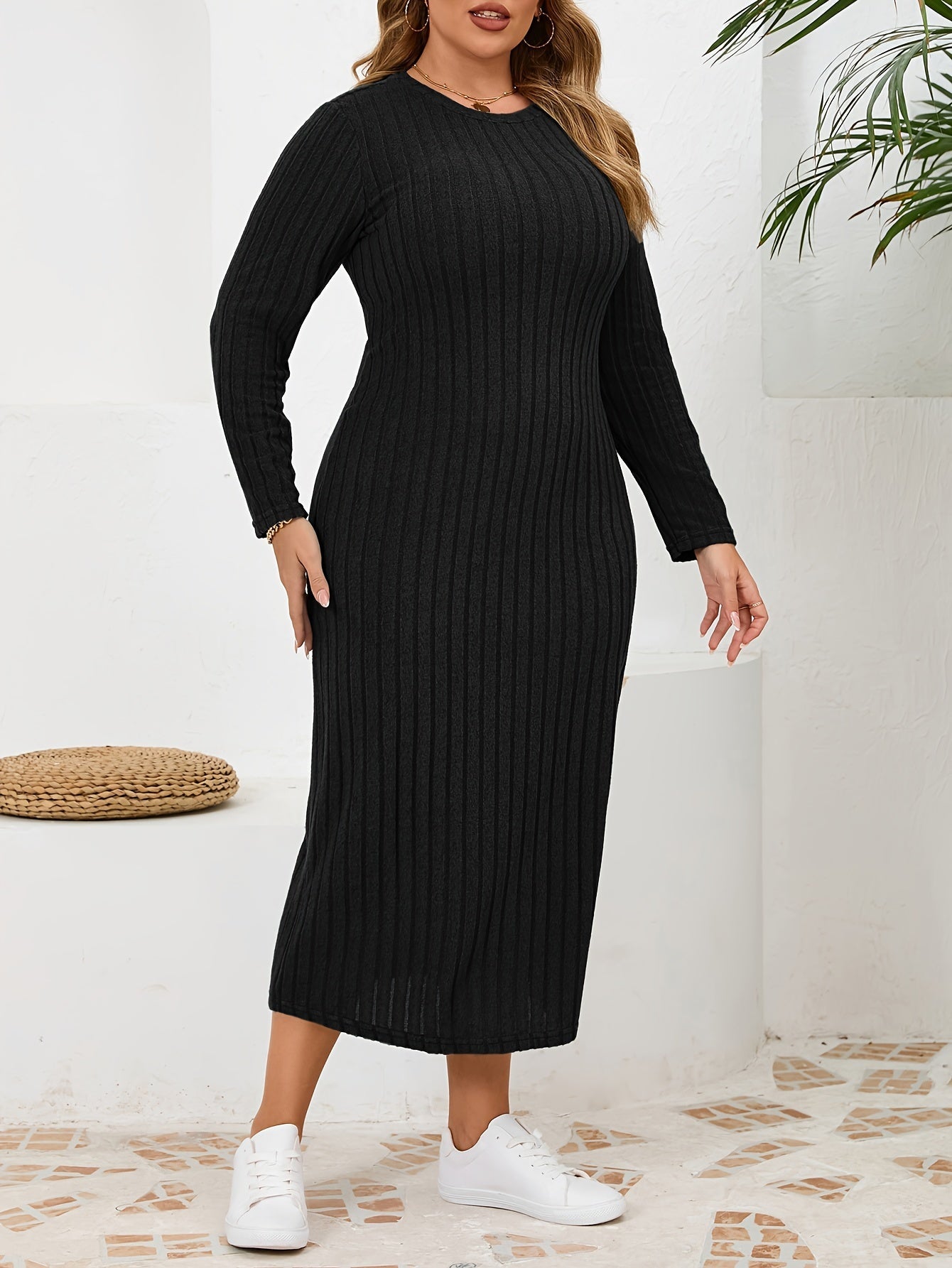 Comfortabele plus-size gebreide bodycon jurk voor elke gelegenheid afbeelding 10