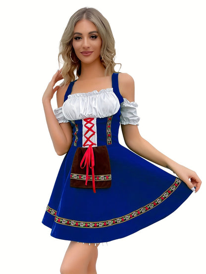 Shop de Klassieke Vintage Koudschouder Dirndl-Jurk met Strik afbeelding 5