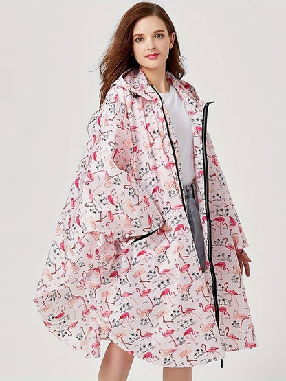 Regenponcho met Flamingoprint - Waterdichte bescherming en speelse stijl voor kinderen en volwassenen in de lente en zomer! Duurzame kwaliteit van katoenmix. Bestel nu! afbeelding 5