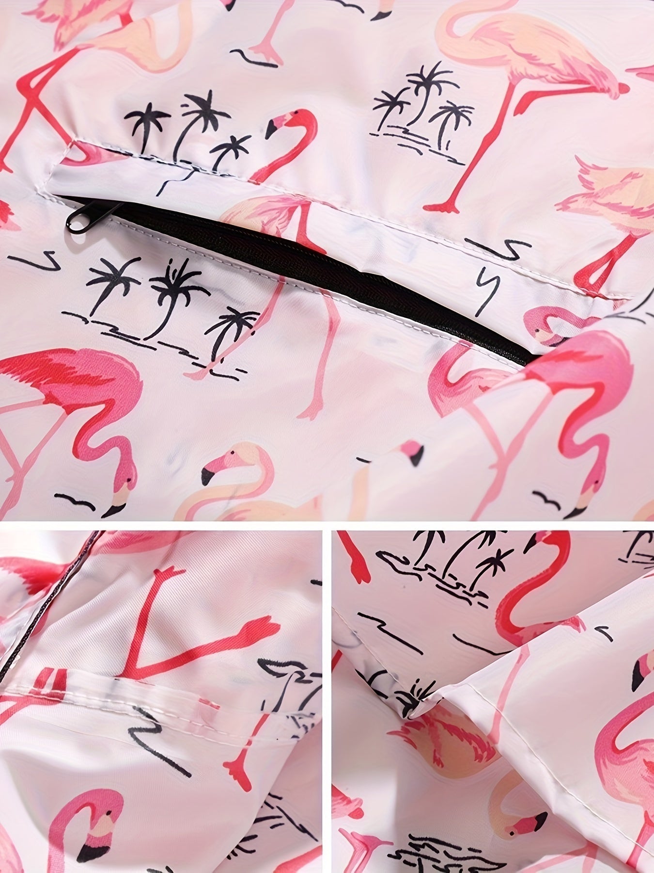 Regenponcho met Flamingoprint - Waterdichte bescherming en speelse stijl voor kinderen en volwassenen in de lente en zomer! Duurzame kwaliteit van katoenmix. Bestel nu! afbeelding 3