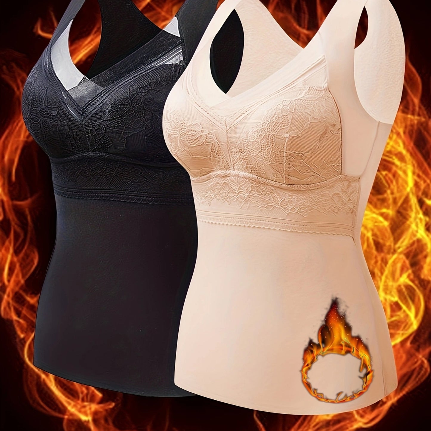 Thermisch fluwelen camisole-topjes met ingebouwde bh afbeelding 11