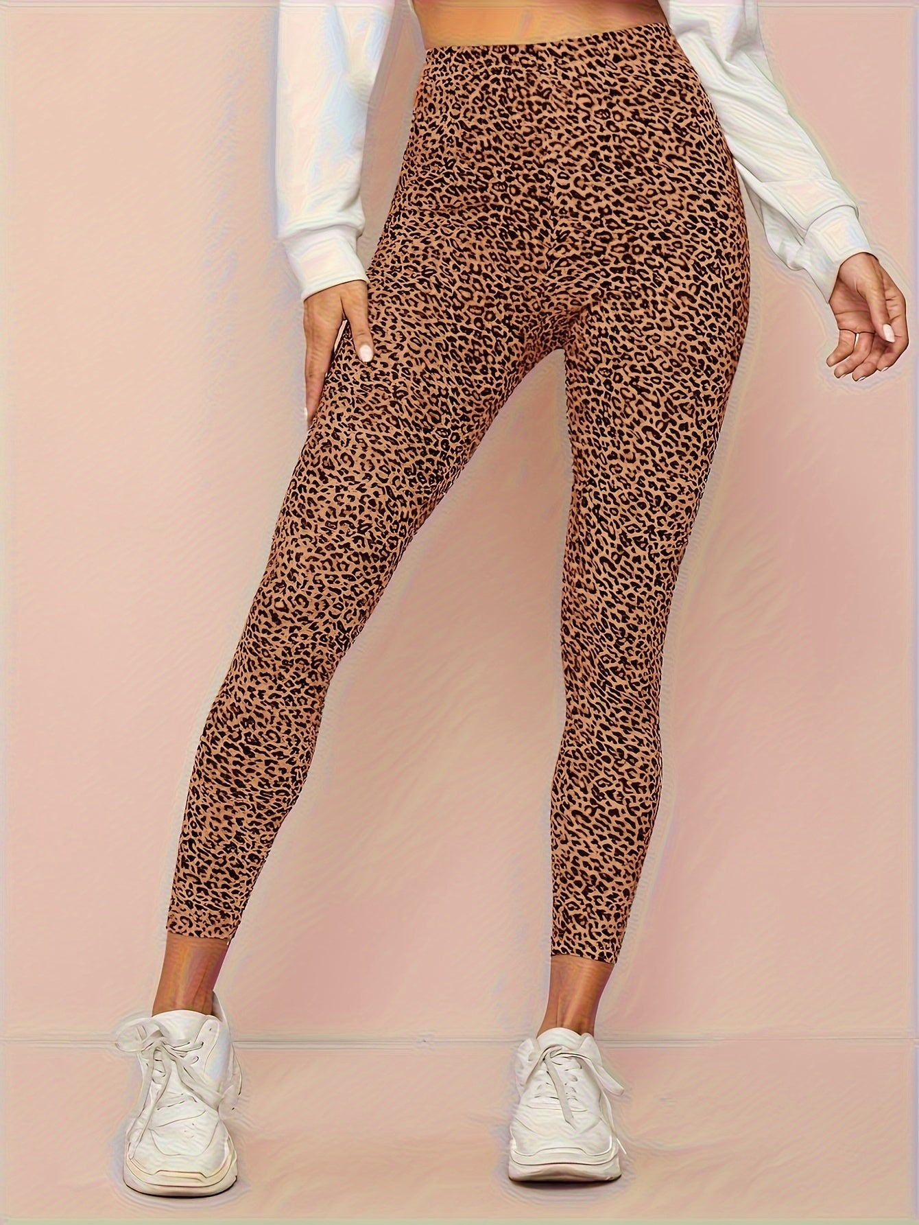 Stijlvolle luipaardprint legging van hoogwaardige katoenmix met optimale stretch - Shop nu! afbeelding 2