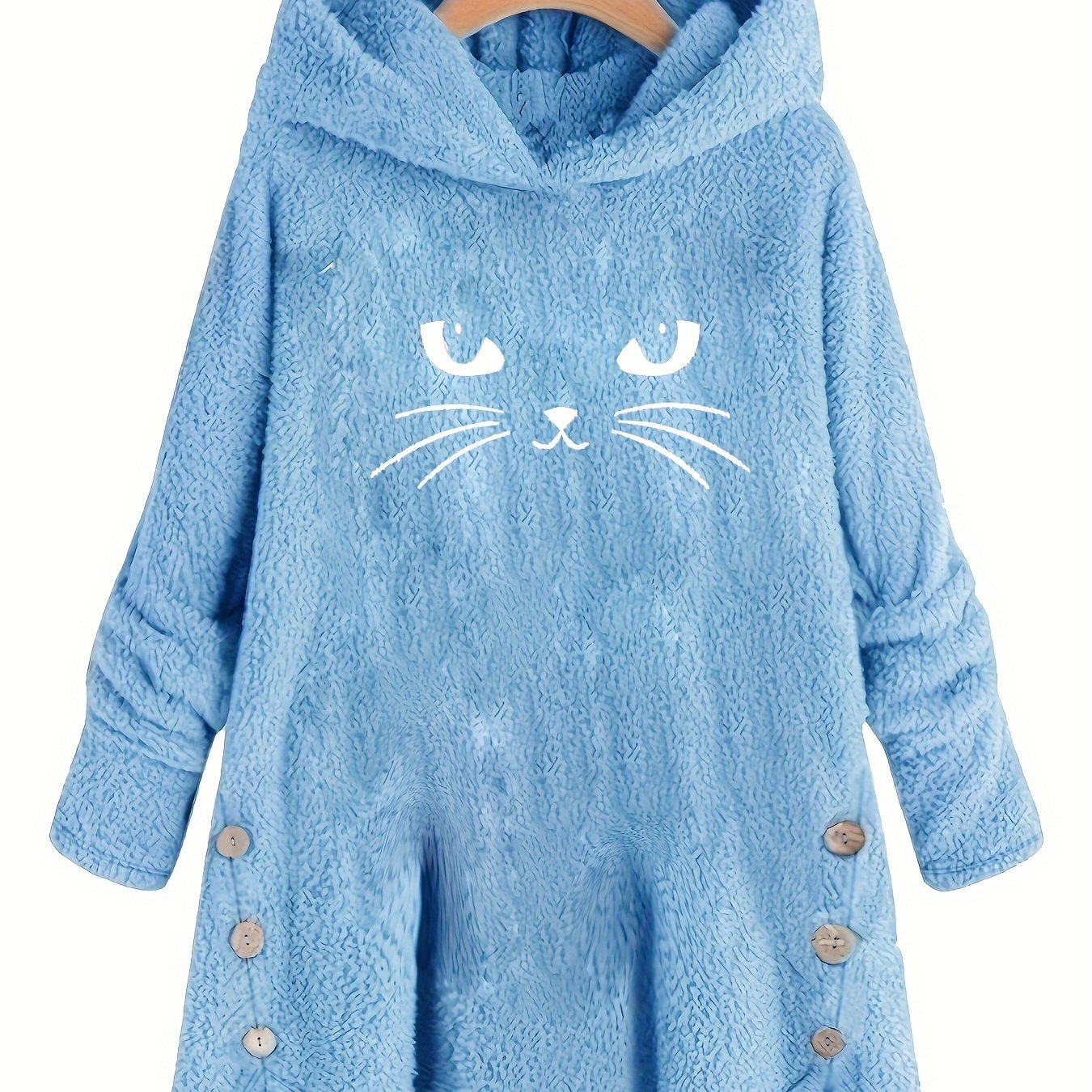 Pluche kattenprint hoodie van zachte katoenmix | Speelse stijl voor kattenliefhebbers afbeelding 13