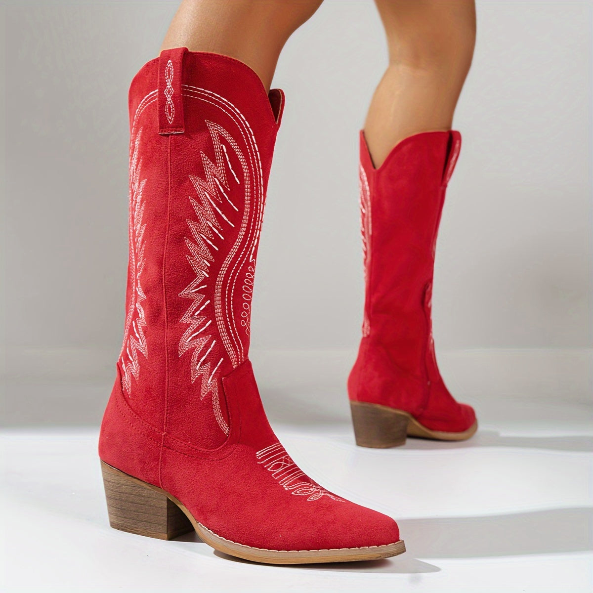 Dames Cowboylaarzen met Dikke Hak - Stijlvol en Comfortabel voor Lente en Herfst afbeelding 7