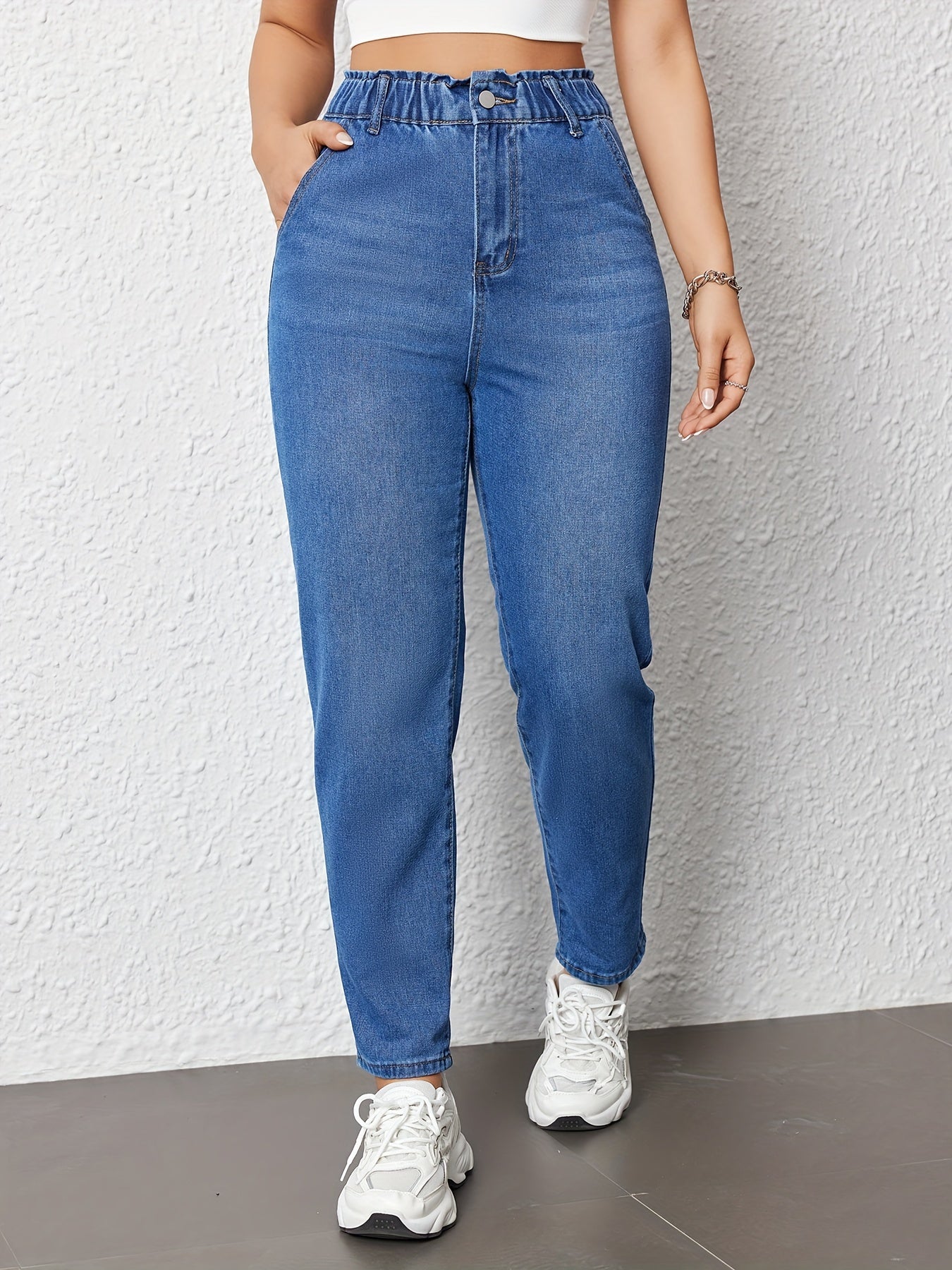 Hoog Getailleerde Damesjeans van Duurzaam en Comfortabel Denim | Casual en Stijlvol - Perfect voor Elke Gelegenheid! afbeelding 2