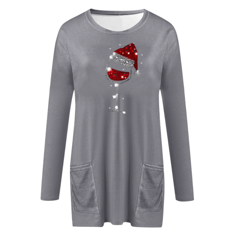 Wijn & kerstmuts Sweatshirt voor vrouwen Belleza